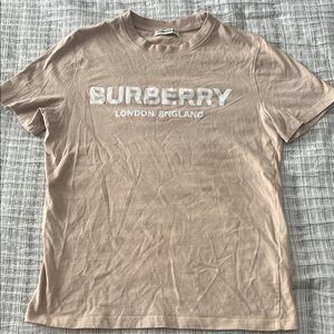 Burberry Light Brown Tee with White Logo